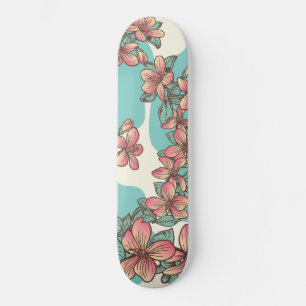 Hibiscus hawaiian bloemen aqua blauwgroen tropisch persoonlijk skateboard