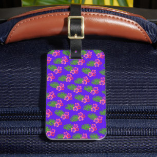Hibiscus Hawaiian Flower Pattern (Aangepaste naam) Bagagelabel