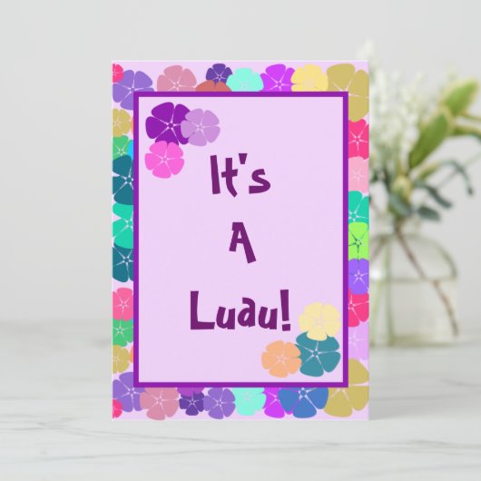 Hibiscus Hawaiian Luau Party Invitations Kaart (Staand voorkant)