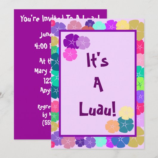 Hibiscus Hawaiian Luau Party Invitations Kaart (Voorkant / Achterkant)