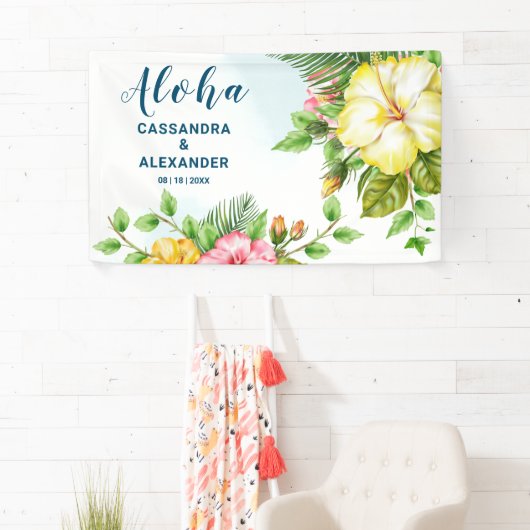Hibiscus Hawaiian Tropical Floral Wedding Backdrop Spandoek (Insitu)