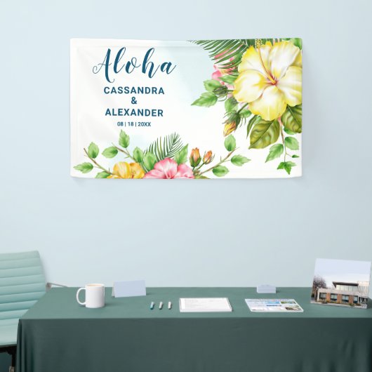 Hibiscus Hawaiian Tropical Floral Wedding Backdrop Spandoek (Beurs)