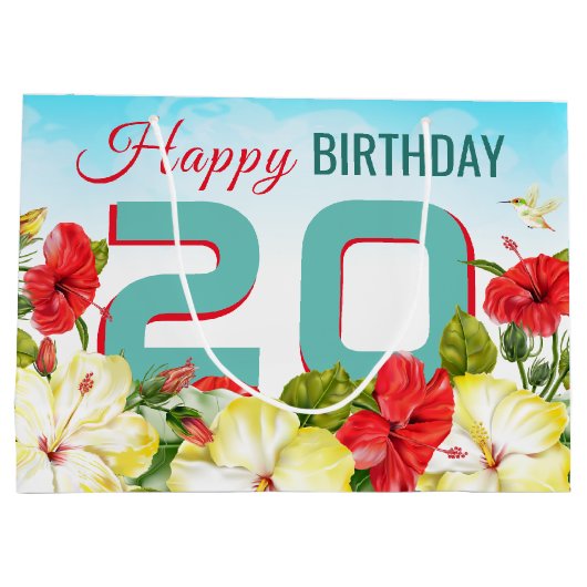 Hibiscus Hawaiian Tropical Personalized Birthday Groot Cadeauzakje (Achterkant)