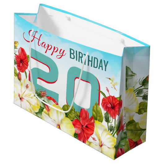 Hibiscus Hawaiian Tropical Personalized Birthday Groot Cadeauzakje (Voorkant Gekanteld)