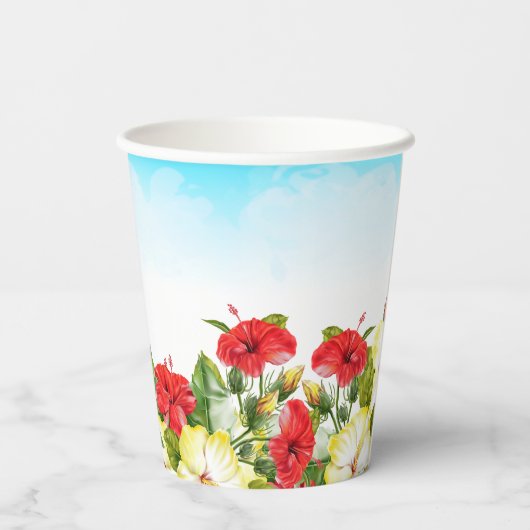 Hibiscus Hawaiian Tropical Personalized Birthday Papieren Bekers (Achterkant)