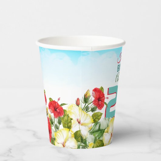 Hibiscus Hawaiian Tropical Personalized Birthday Papieren Bekers (Rechts)