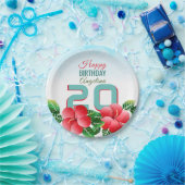 Hibiscus Hawaiian Tropical Personalized Birthday Papieren Bordje (Feest)