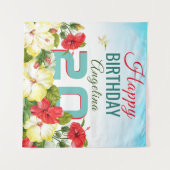 Hibiscus Hawaiian Tropical Personalized Birthday Wandkleed (Voorkant (horizontaal))
