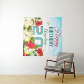Hibiscus Hawaiian Tropical Personalized Birthday Wandkleed (In Situ (horizontaal))