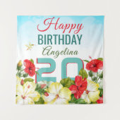 Hibiscus Hawaiian Tropical Personalized Birthday Wandkleed (Voorkant)