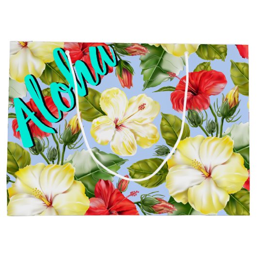 Hibiscus Hawaiian Tropische Floral Groot Cadeauzakje (Achterkant)
