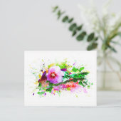 Hibiscus, Hibiskus Flower - Waterverf Splash Briefkaart (Staand voorkant)