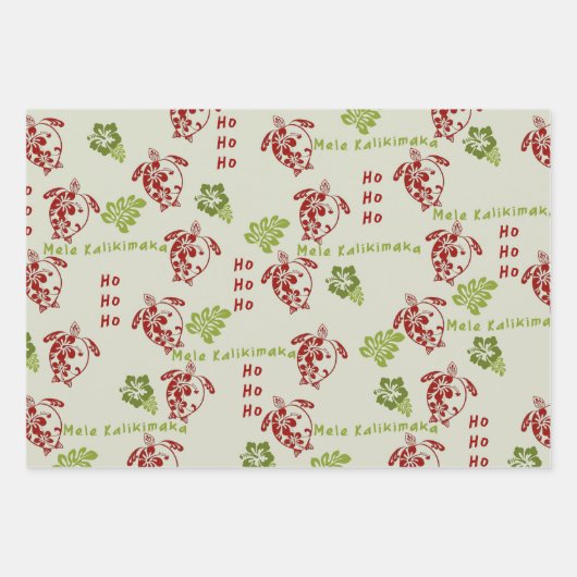 Hibiscus Honu Mele Kalikimaka Gift Wrap Inpakpapier Vel (Voorkant 2)