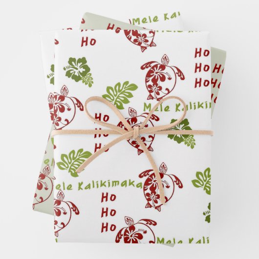 Hibiscus Honu Mele Kalikimaka Gift Wrap Inpakpapier Vel (In situ)