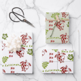 Hibiscus Honu Mele Kalikimaka Gift Wrap Inpakpapier Vel