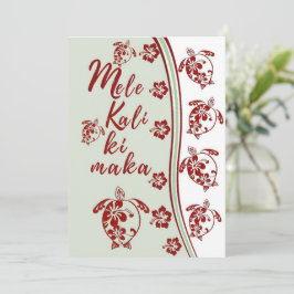 Hibiscus Honu Mele Kalikimaka Wenskaart Feestdagenkaart