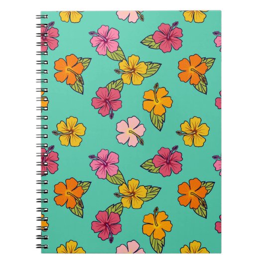 Hibiscus Hula Notitieboek - Turquoise (Voorkant)