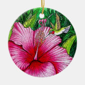 Hibiscus Hummingbird Keramisch Ornament (Voorkant)