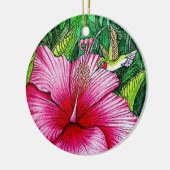 Hibiscus Hummingbird Keramisch Ornament (Links)
