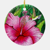 Hibiscus Hummingbird Keramisch Ornament (Achterkant)