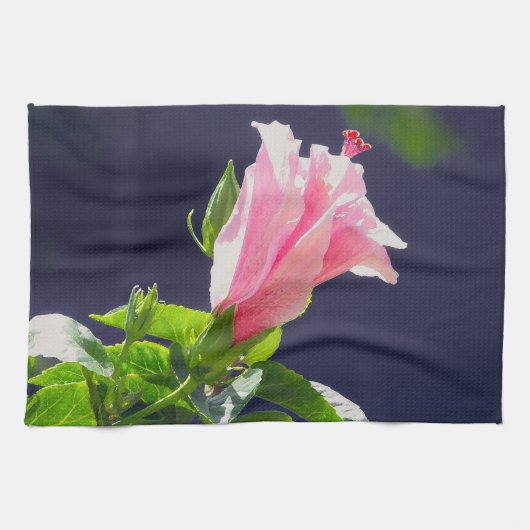 Hibiscus in fel licht theedoek (Horizontaal)