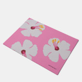 Hibiscus in het roze hondenvoer deurmat (Schuin)