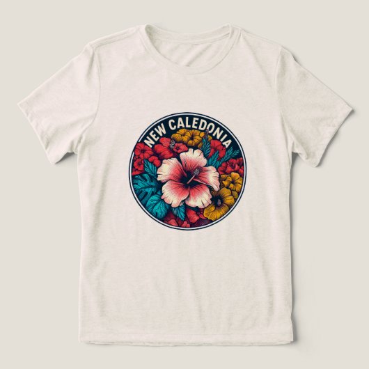 Hibiscus in New Caledonië Tri-Blend Shirt (Design voorkant)