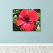 Hibiscus in weinrot canvas afdruk (Insitu (Houten vloer))