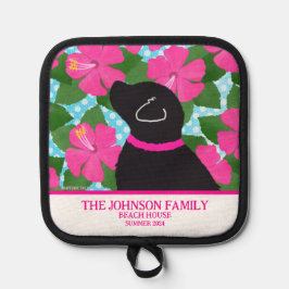 Hibiscus Island Black Dog Pot Holder Pannenlap