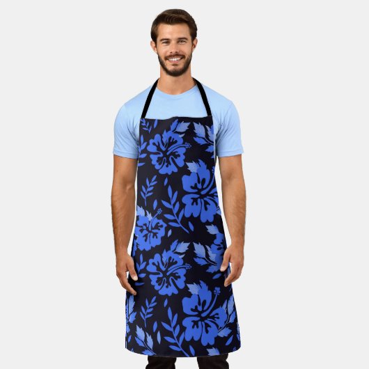 Hibiscus Island Flower blue All-over print Apron Schort (Gedragen)