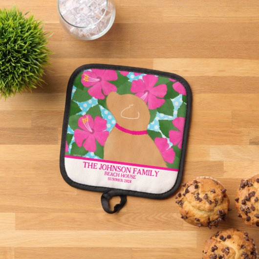 Hibiscus Island Geel Hondenpot Houder (Top down)