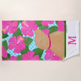 Hibiscus Island Geel Hondenstrandlaken Strandlaken