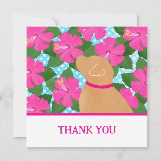 Hibiscus Island Gele Hond Dank u Kaarten (Voorkant)