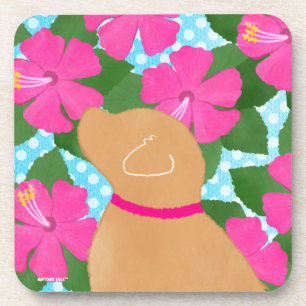 Hibiscus Island Yellow Dog Onderzetter Set