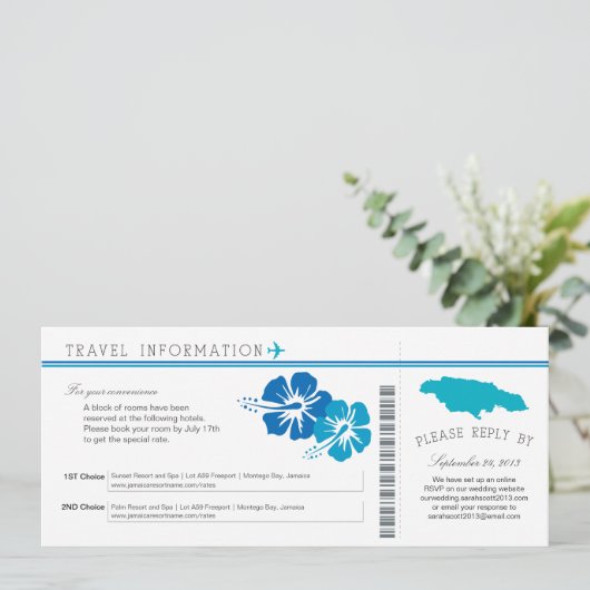 Hibiscus Jamaica Boarding Pass | Verhuizing Kaart (Staand voorkant)
