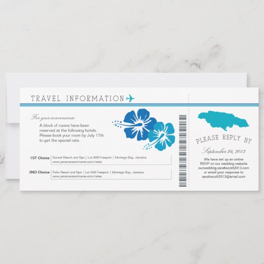 Hibiscus Jamaica Boarding Pass | Verhuizing Kaart (Voorkant)