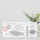 Hibiscus Jamaica Boarding Pass Wedding Kaart (Staand voorkant)