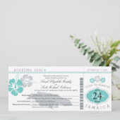 Hibiscus Jamaica Boarding Pass Wedding Kaart (Staand voorkant)