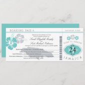 Hibiscus Jamaica Boarding Pass Wedding Kaart (Voorkant / Achterkant)