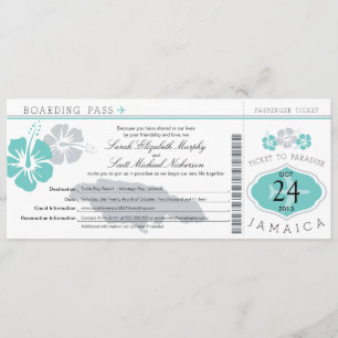 Hibiscus Jamaica Boarding Pass Wedding Kaart