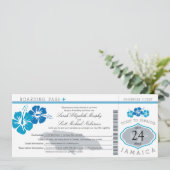 Hibiscus Jamaica Boarding Pass Wedding Kaart (Staand voorkant)