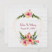 Hibiscus-jubileumframe op hout met witte afwerking kaart (Voorkant / Achterkant)