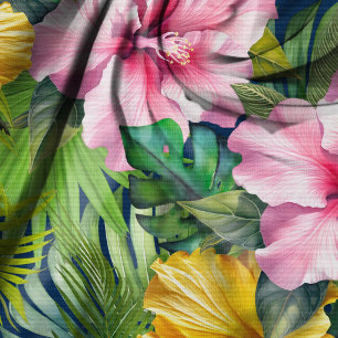 Hibiscus Jungle Naadloos Patroon Stof