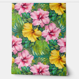 Hibiscus Jungle Seamless Pattern Behang