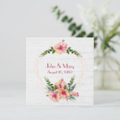 Hibiscus kader voor jubileum op gewit hout kaart (Staand voorkant)