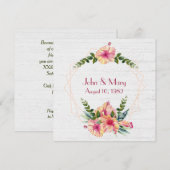 Hibiscus kader voor jubileum op hout met witte afw kaart (Voorkant / Achterkant)