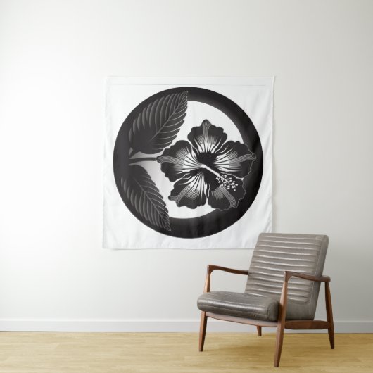 Hibiscus Kamon design Wandkleed (In Situ (horizontaal))