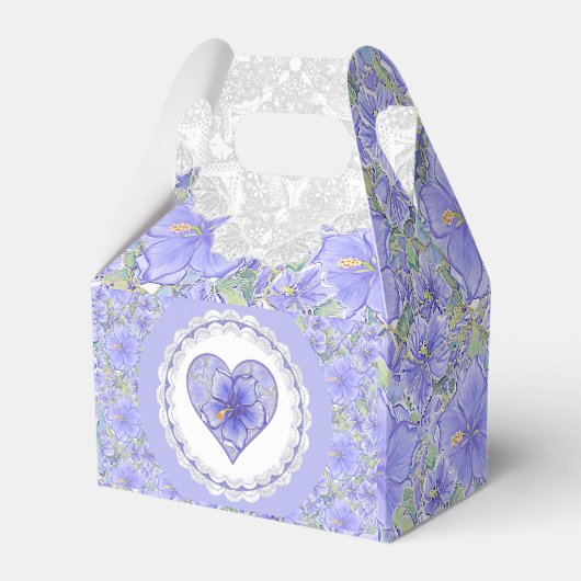 Hibiscus & kant BLAUW Bedankdoosjes (Achterkant)