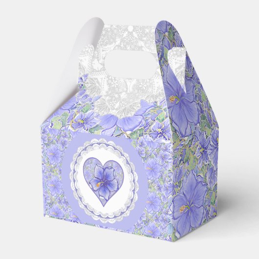 Hibiscus & kant BLAUW Bedankdoosjes (Voorkant Zijde)