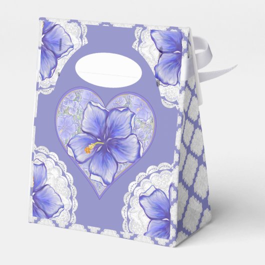 Hibiscus & kant BLAUW Bedankdoosjes (Achterkant)